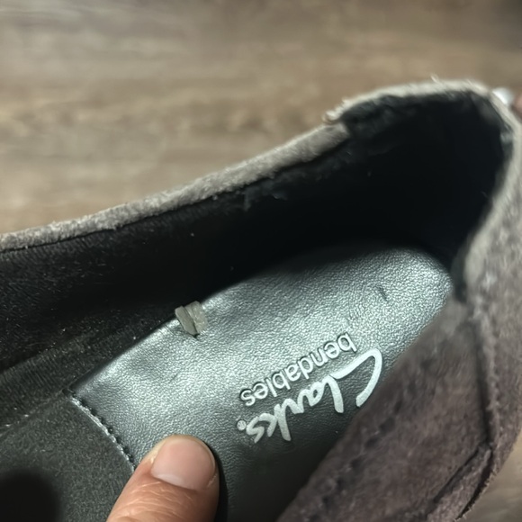 Clarks Bendables Womens Oxford Heels Gray Leather Lace Up size 10M - Picture 10 of 10